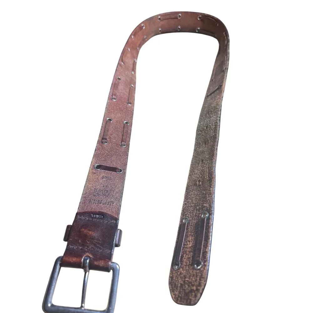 Aeropostale Womens Brown Leather Grommet Lace Up Criss Cross Belt Medium Y2K